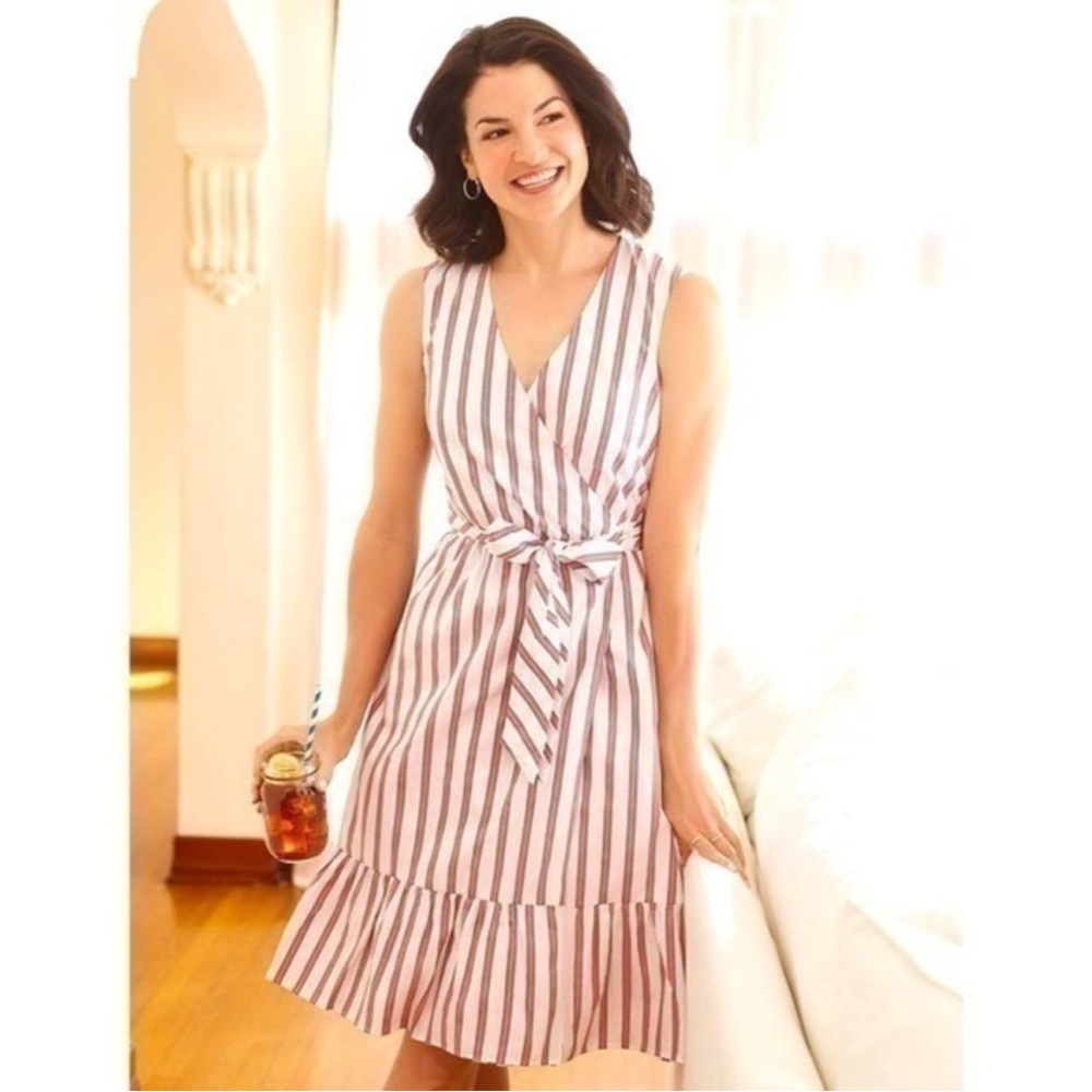 Draper James Striped Sleeveless Wrap Dress
